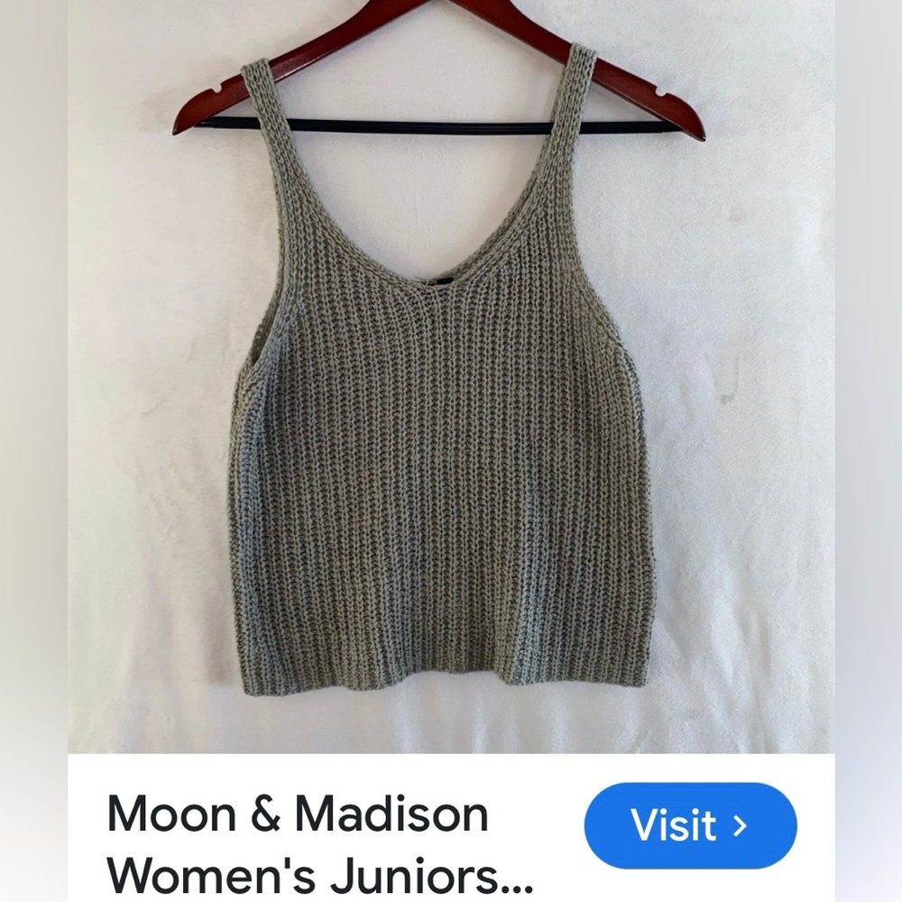 Moon & Madison Sage Green Ribbed Sleeveless Tank Top